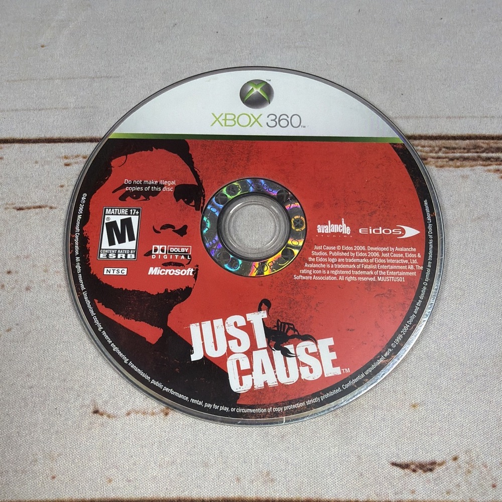 Just Cause 1 Microsoft Xbox 360 Video Game Disc Only Resurfaced Tested
